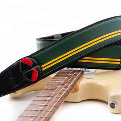 RightOn! Straps Mojo Collection Race-60 Guitar & Bass Strap made with Vegan Leather – Stylish and Comfortable - British Race Green