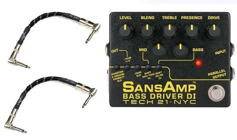 Tech 21 NYC SansAmp Bass Driver DI V2 Pre-amp Stomp Box Direct Box Analog ( 2 FENDER PATCH CABLES ) image 1