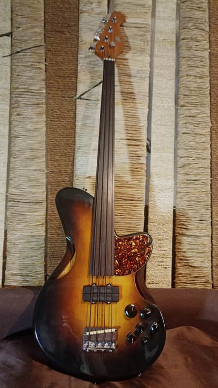 -PeaceQ- Custom Acoustic Electric Bass, 2 piezo + Bartolini HB, Sunburst -2023- image 1