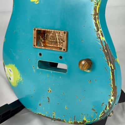 Warmoth Strat Style Electric Guitar Body - Custom Washed Blue image 7