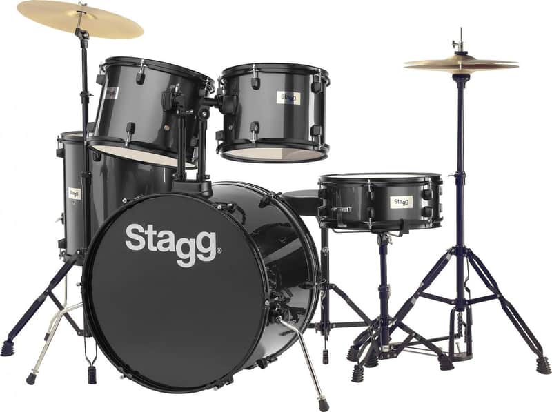Stagg 22" 5-Piece Drum Set w/ Throne - Black image 1