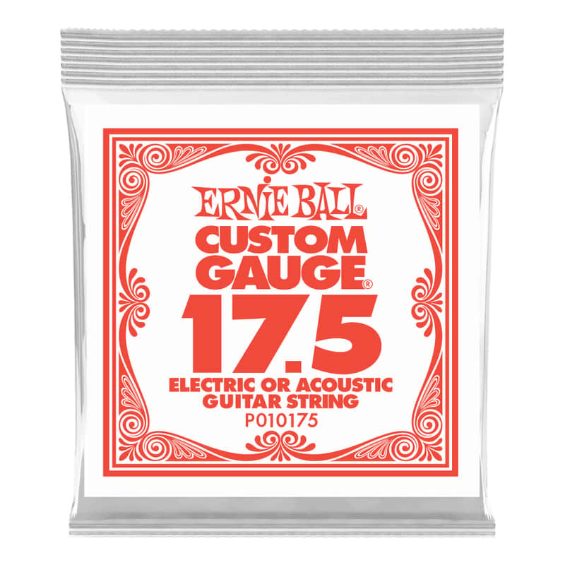 Ernie Ball .0175 Plain Steel Electric Or Acoustic Guitar Strings 6 Pack image 1