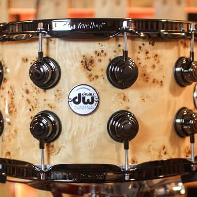 DW 8x14 Collector's Maple VLT Natural Lacquer over Mapa Burl Snare Drum - SO#1409995 image 1