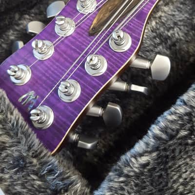 Warwick Dolphin Pro 1 - 8 String Custom Shop Masterbuilt 2022 - AAA Flame SOLID French Ash over Satin Transparent Purple Grape Flavor image 15