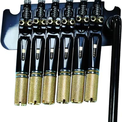 10.5mm Headless Electric Guitar Bridge Black Brass Block Saddle Hardened Steel Plate 2 point tremolo bridge for Fanned-fret 6 String Headless Electric Guitar Replacement parts image 7