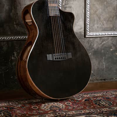 Cort MODERNBLACK Masterpiece Series Modern Concert Body Solid European Sitka Spruce Top Walnut Reinforced Mahogany Neck 6-String Acoustic-Electric Guitar w/Hard Case image 9