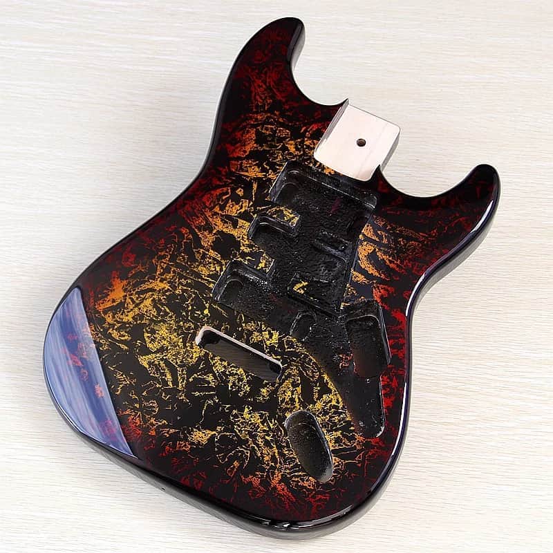 Red Yellow Custom Finish Guitar Strat Style Poplar Wood Body image 1