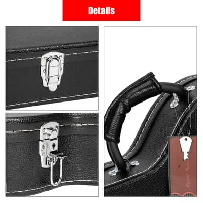 Glarry High-End Fine-Grain PU Leather Hard Case for 335 Style Semi-Hollow & Hollowbody Electric Guitar 2020s - Black image 3