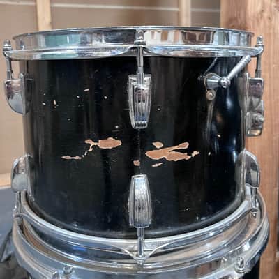 Ludwig No. 988 Downbeat Outfit 8x12 / 14x14 / 14x20" Drum Set with Keystone Badges 1968 - 1969 - Black Duco Lacquer image 4