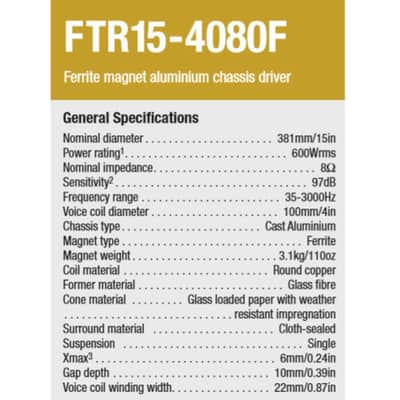 Celestion FTR15-4080F 15" PRO Ferrite Woofer 1200W 8Ohm Speaker Authorize Dealer image 7