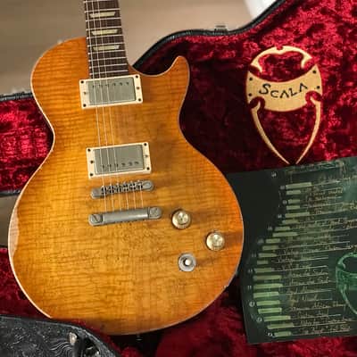 Scala Guitars (Leo Scala) Underdog 5A Flamed Maple Top Amberburst image 23