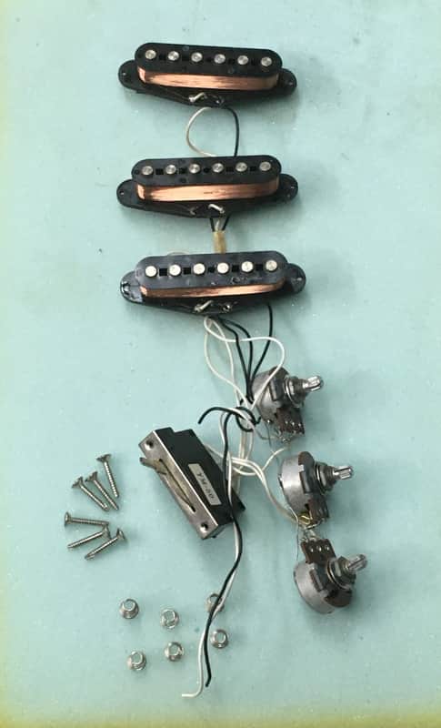 1989 Fender Japan MIJ FujiGen Loaded Strat Flat Pole Pickups Full Wiring Harness image 1