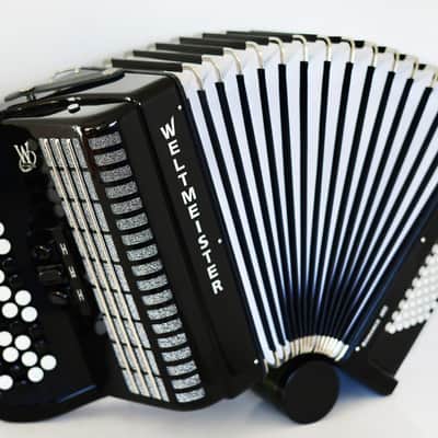 NEW Weltmeister Romance 602 Button Accordion, made in Germany, 72 Bass buttons, Lightweight Accordion B-Gripp, Black, Straps and Case, Item Location USA image 2