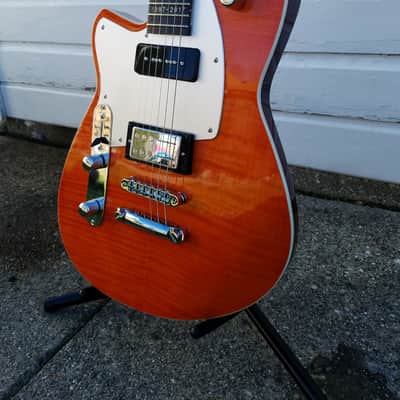 Reverend Double Agent OG 20th Anniversary Left-Handed 2017 Orange Flame Maple Lefty image 3