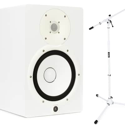 Yamaha HS8 8 inch Powered Studio Monitor - White Bundle with On-Stage MS7801W Tripod Boom Microphone Stand - White image 1