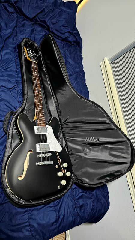JCraft AR-2 2023 JM Semi-Hollow Electric Guitar Black w/ Padded Gig Bag image 1