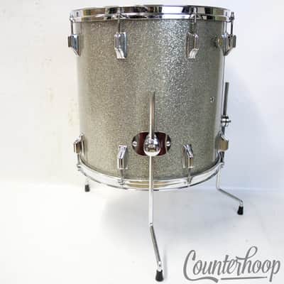Rogers 16x16"Dayton Silver Sparkle Floor Tom Drum Vintage 60s Holiday Knobby/Hex image 3