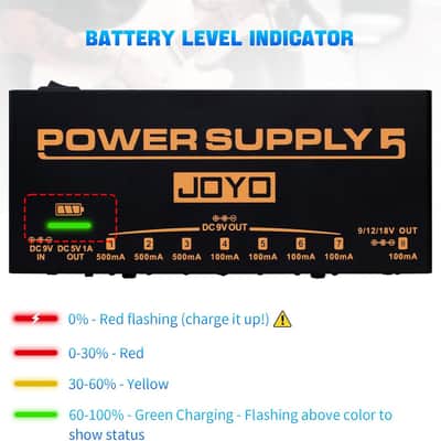 JOYO Built-in 4400mAh Rechargeable Battery Guitar Effect Pedal Power Supply 8 Outputs 9V 12V 18V (100mA, 500mA) Jacks & 5V/1A USB Port (JP-05) (Price includes the import duty to US buyer) image 4