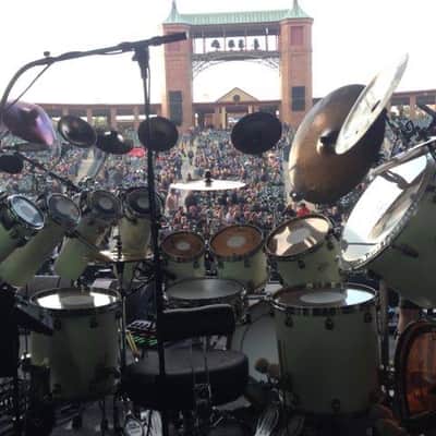 Tim "Herb" Alexander's PRIMUS, 2003 Tama Starclassic 14-Piece Drum Set White Satin image 12
