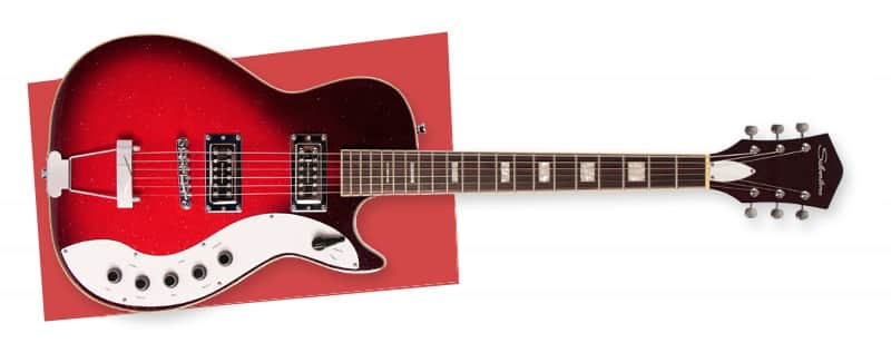Silvertone 1423 Series Single Cut Bolt-on, Red Slvr Flake Burst image 1