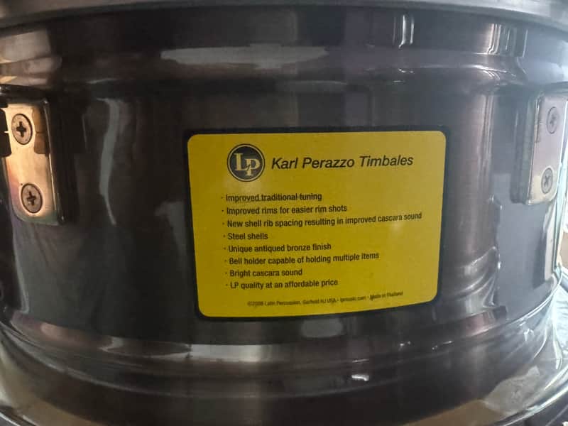 Latin Percussion LP257-KP Karl Perazzo Signature 14/15" Bronze Timbales with Gold Tone Hardware 2010s - Antiqued Bronze image 1
