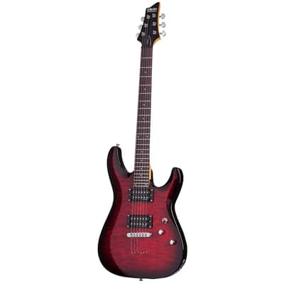 Schecter C-6 Plus Electric Guitar, See Thru Cherry Burst image 2
