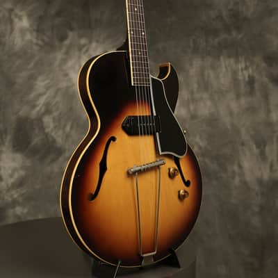 1956 Gibson ES-225 T Sunburst with original Brown hardshell case image 8