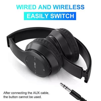 Wireless Bluetooth Headphones with Noise Canceling, Over-Ear Stereo Headphones with Mic, IP65 Waterproof, FM Radio, and Aux Support – US Version image 4