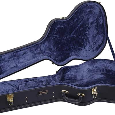 Crossrock Case - Hard-Shell Wooden Guitar Case - Fits Super Jumbo Fret Acoustic Guitars - Stainless Steel Latches, Sponge Lining, Metal Feet, Storage Space - Black image 2