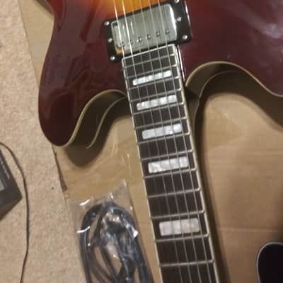 GROTE 335 SEMI HOLLOW ELECTRIC GUITAR VINTAGE SUNBURST NICE image 4