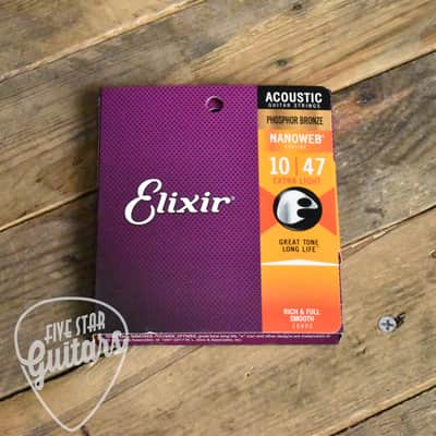 Elixir 16002 Phosphor Bronze Nanoweb Coated Acoustic Guitar Strings Extra Light 10-47 image 2