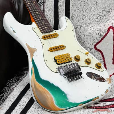 Fender Custom Shop Wild West White Lightning Stratocaster HSS Floyd Rose Rosewood Board 22 Frets Heavy Relic British Racing Green 8.20 LBS image 8