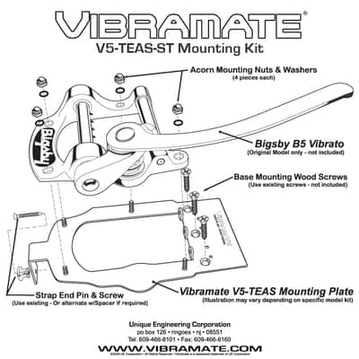 Bigsby B5 Tremolo & Vibe V5TEAS-ST, Saddles, String Spoiler Fits Fender Cabronita Telecaster image 2