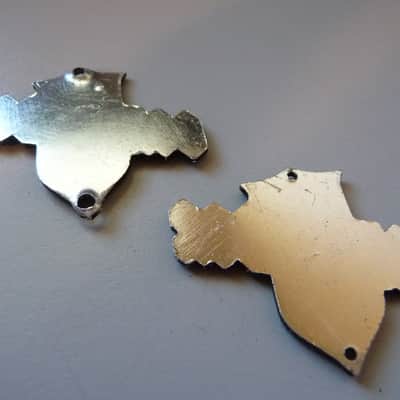 Vintage 1960's Japan "Conqueror" Headstock Badge/Emblem/Logo 1960's Silver/Black DISTRESSED/DAMAGED image 3