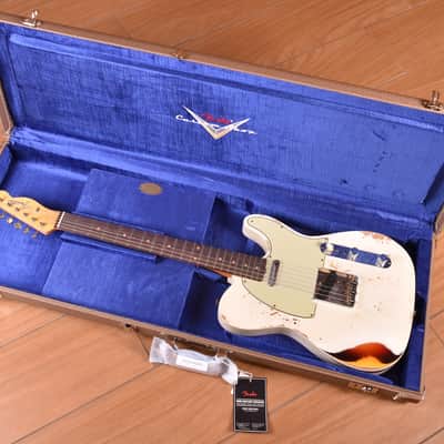 Fender Custom Shop Telecaster 1960 Heavy Relic Aged Olympic White Over 3 Color Sunburst 2024 image 4