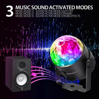 [3-Pack] Disco Ball DJ Party Lights Sound Activated with Remote Control Strobe Lamp 7 Modes Stage Light for Home Room Dance Parties Karaoke Halloween Christmas Birthday Decorations image 6