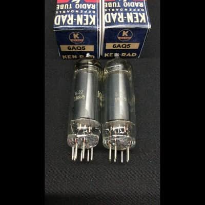 NOS PAIR KEN RAD 6AQ5 Vintage Radio Tubes D Getter TESTED STRONG 9.9806 image 2