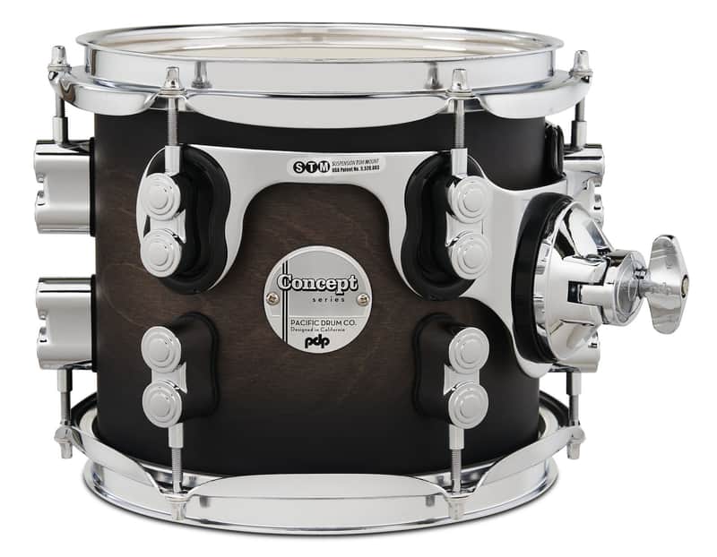 PDP Concept Maple 7x8 Suspended Tom Satin Charcoal Burst Lacquer with Chrome Hardware image 1