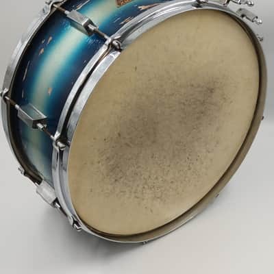 Vintage Ajax 1930s New Century Dual Snare Drum – Blue Silver Duco – Solid Shell image 12