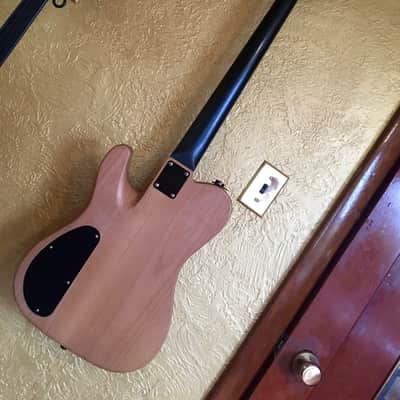 Custom Hollow body Fretless Tele Bass; Moses Graphite neck Koa top image 5