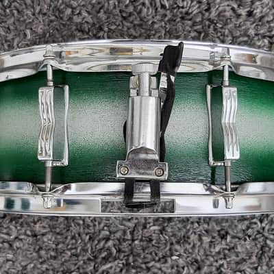 1980's Ludwig B/W Badge Green/Silver Duco 14" x 5" Snare Drum image 4