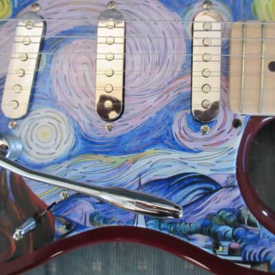 ~Cashified~ Indio Strat-Style - Van Gogh - "Starry Night" image 14