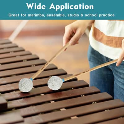 Professional Marimba Mallets -M3 Hard Yarn Heads with Beech Wood Handle Keyboard Percussion Accessories for Xylophone Glockenspiel Vibraphone with Professionals and Advanced Players image 5