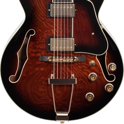 Ibanez AG95QA AG Artcore Expressionist Hollow Body Electric Guitar, Dark Brown Sunburst w/ Cable, Stand, and Cloth image 1