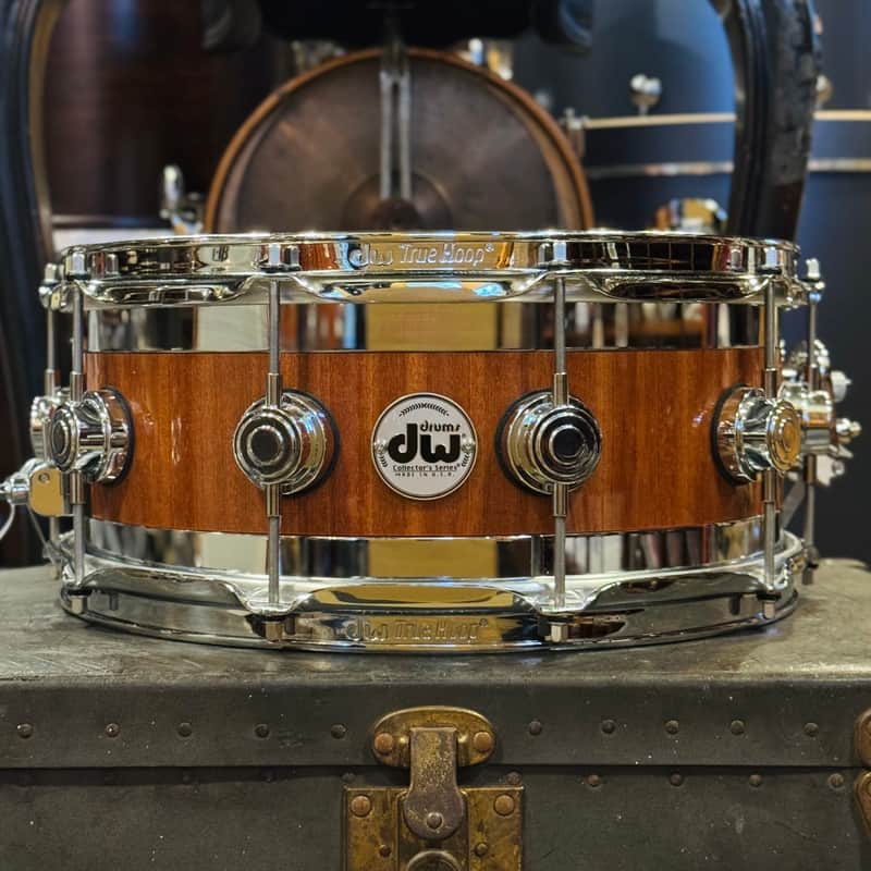 Walfredo Reyes Jr Collection DW Collectors 6 x14 Maple Mahogany Stainless Steel Edge Snare Drum - Natural Lacquer over Mahogany Gloss image 1