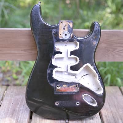 1972 Vintage Fender Stratocaster 3-Bolt Body Original BLACK 1970's Strat Guitar image 2