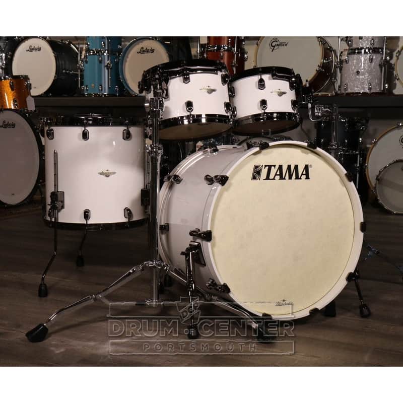 Tama Starclassic Maple 4pc Drum Set Piano White w/Black Nickel Hw image 1