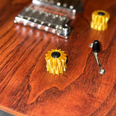 Vol and Tone Set - Gold Spiral Gear Custom Guitar Knobs image 1
