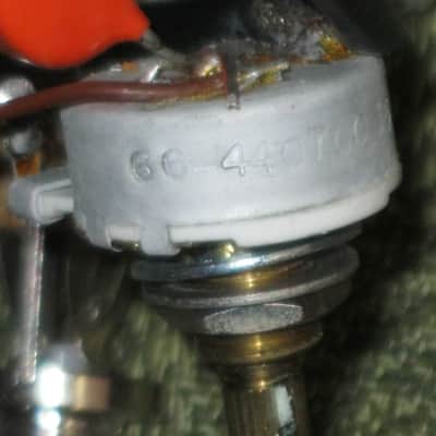used 1997 Gibson control harness: 1 vol pot & 1 tone pot short shaft +nut/washer,wires,wire insualtion,capacitor,jack+nut/washer,switch +switch tip,nut +comes w/ new switch washer (NO other parts included) from The Hawk guitar (guitar NOT included) image 16