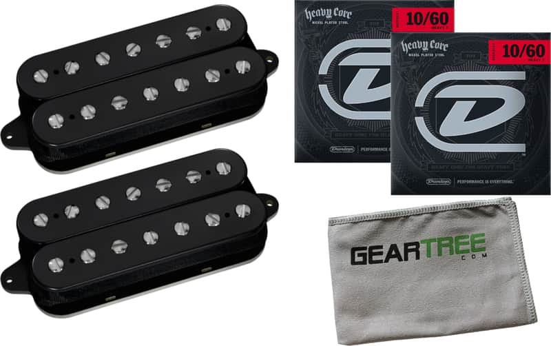 Dimarzio DP723 BK Rainmaker 7 and Dreamcatcher 7 Black Electric Guitar Pickup Set w/ Geartree Cloth and 2 String Sets image 1
